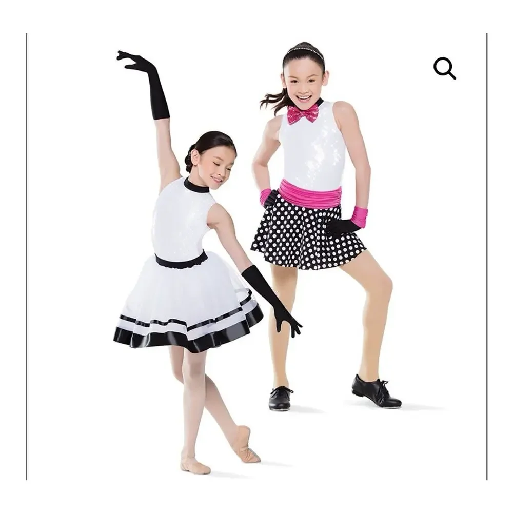 Revolution Dance 2 In 1 Black Pink and White Recital Dress Costume RC19777 XLC‎